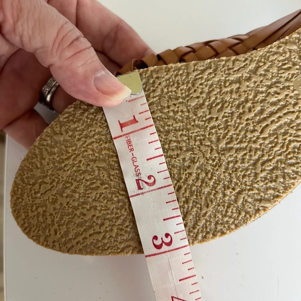 Silva Mexican Huarache Sandals Tan Leather Floral Mandala Woven Flats Womens 8
